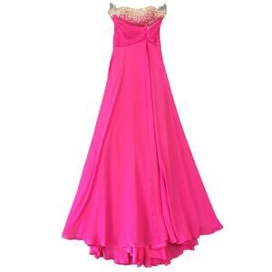 Tony Bowls Le Gala Pink Maxi Formal Dress NEW $499 Chiffon Strapless Size 0 Prom